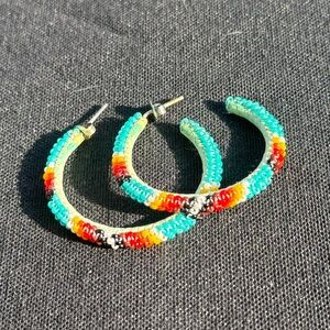 Colorful Beaded Hoop Earrings